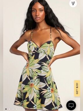 Lulu's NWT Tropical Leaf Print Mini Dress